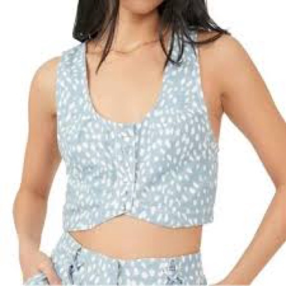 Free People Bennett cloud Top Cropped Vest (top only. Size 8 - Picture 7 of 7